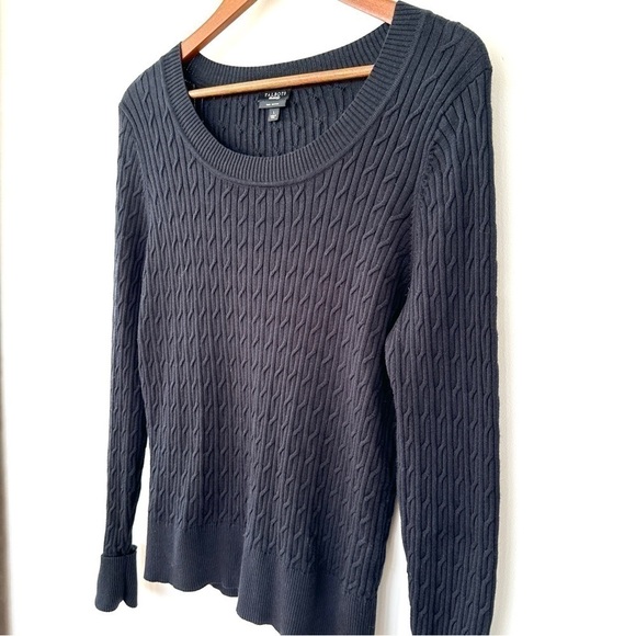 Talbots cable knit sweater with scoop neckline and long sleeves, ๐ฏ Pima cotton - Picture 2 of 8